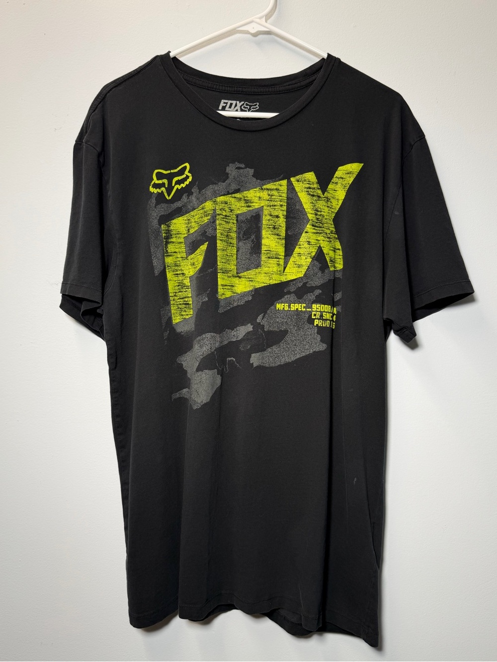 Fox Racing Motocross Graphic Tee Shirt Black Neon Yellow MFG SPEC Flaws - Picture 2 of 10
